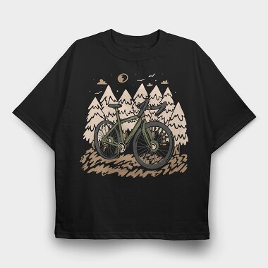 Mountain Bike Forest, Tricou Oversize Barbati (Unisex)