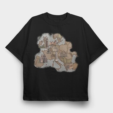 Europe Map, Tricou Oversize Barbati (Unisex)