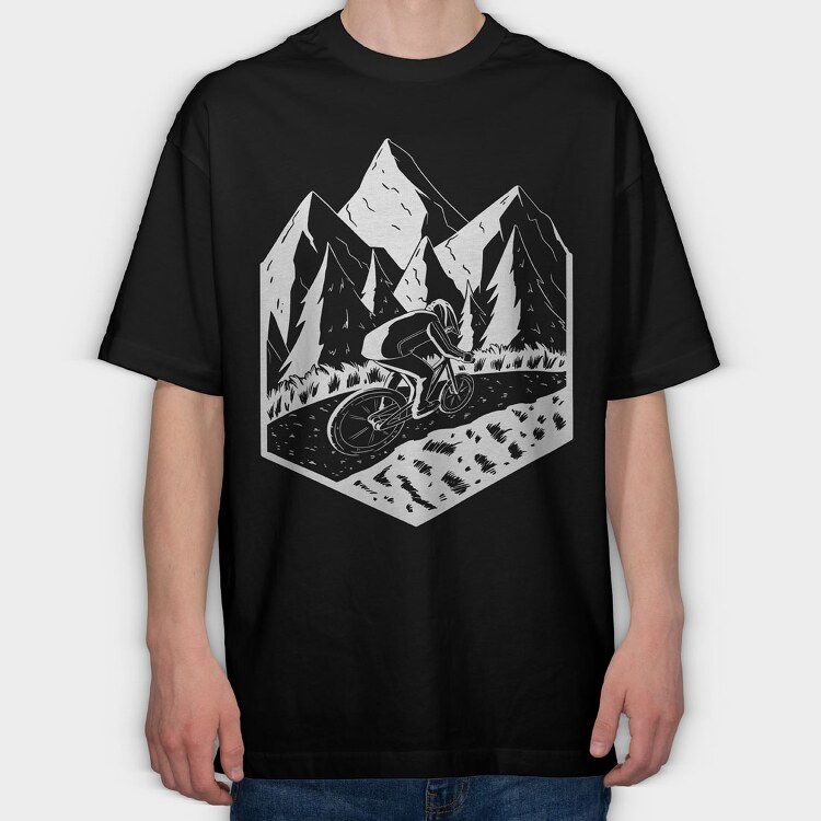 Mountain Biker, Tricou Oversize Barbati (Unisex)