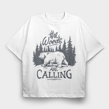 The Woods Are Calling Bear, Tricou Oversize Barbati (Unisex)