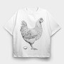 Chicken Egg, Tricou Oversize Barbati (Unisex)