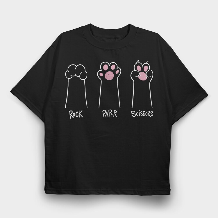 Rock Paper Scissors Paw, Tricou Oversize Barbati (Unisex)