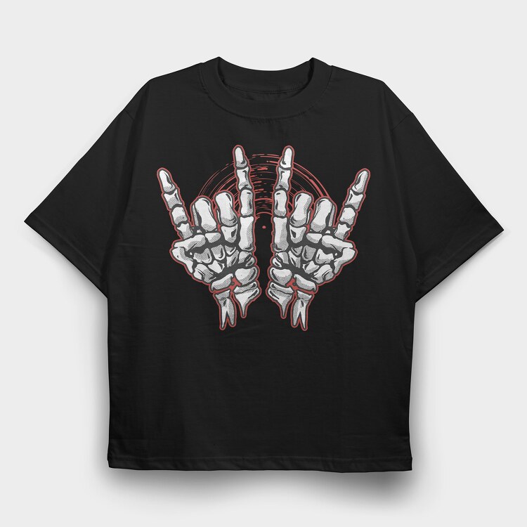 Rock Skeleton Hands, Tricou Oversize Barbati (Unisex)