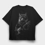 Rocker Cat, Tricou Oversize Barbati (Unisex)