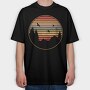 Mountains and Tree Retro Sunset, Tricou Oversize Barbati (Unisex)