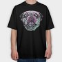 Three Color Pug, Tricou Oversize Barbati (Unisex)