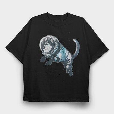 Astronaut Husky, Tricou Oversize Barbati (Unisex)