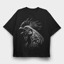 Rooster Head Monochrome, Tricou Oversize Barbati (Unisex)