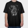 Rottweiler Eyepatch Portrait, Tricou Oversize Barbati (Unisex)