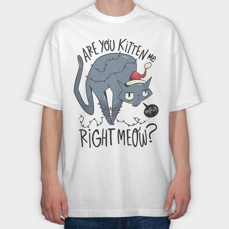 Christmas Angry Cat, Tricou Oversize Barbati (Unisex)