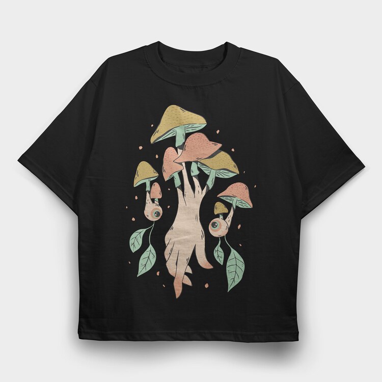 Mushroom Hand, Tricou Oversize Barbati (Unisex)