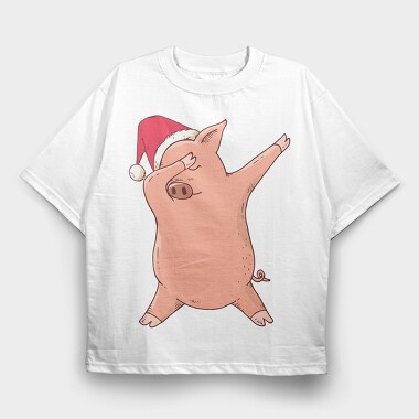 Christmas Pig Dab, Tricou Oversize Barbati (Unisex)