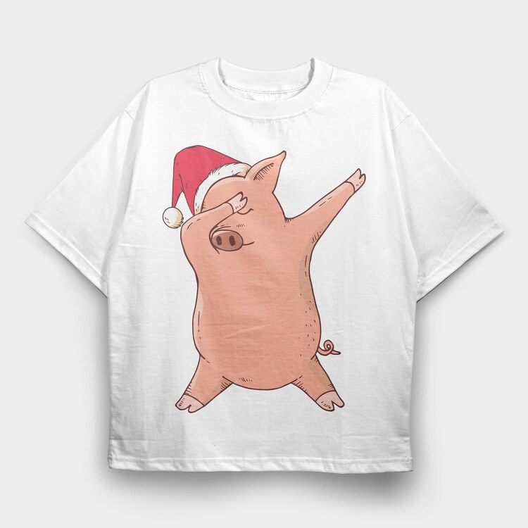 Christmas Pig Dab, Tricou Oversize Barbati (Unisex)