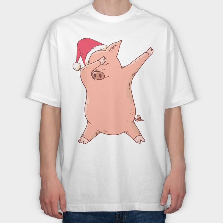 Christmas Pig Dab, Tricou Oversize Barbati (Unisex)