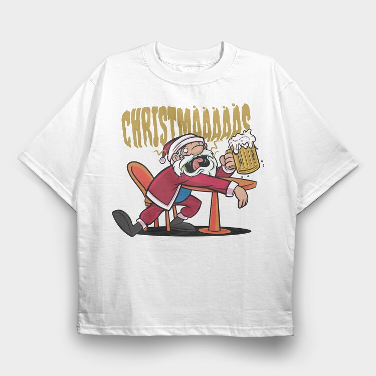 Christmas Santa Beer, Tricou Oversize Barbati (Unisex)