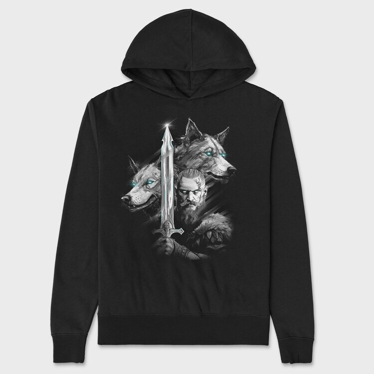 Viking and Wolves, Hanorac Oversize Barbati (Unisex)