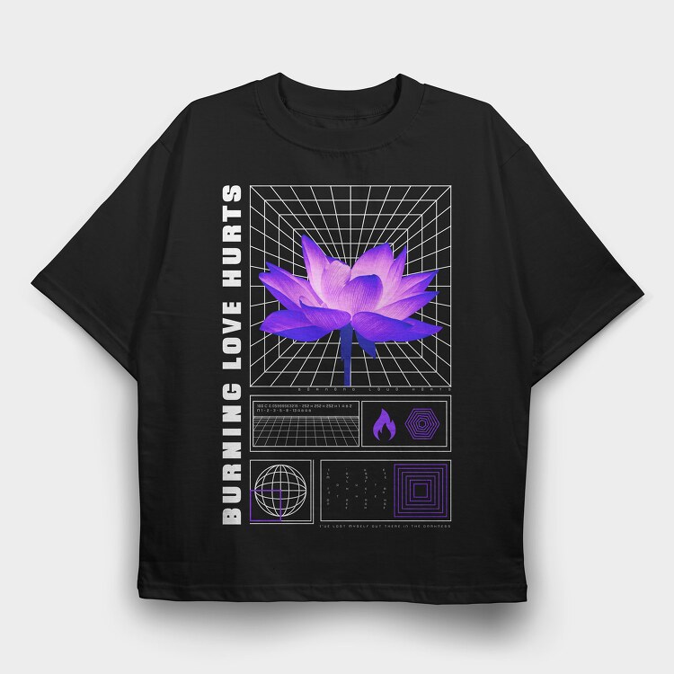 Trap Burning Flower, Tricou Oversize Barbati (Unisex)