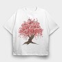 Sakura Tree Watercolor, Tricou Oversize Barbati (Unisex)