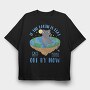 Bad Cat Flat Earth, Tricou Oversize Barbati (Unisex)