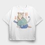 Samurai Cat Traditional, Tricou Oversize Barbati (Unisex)