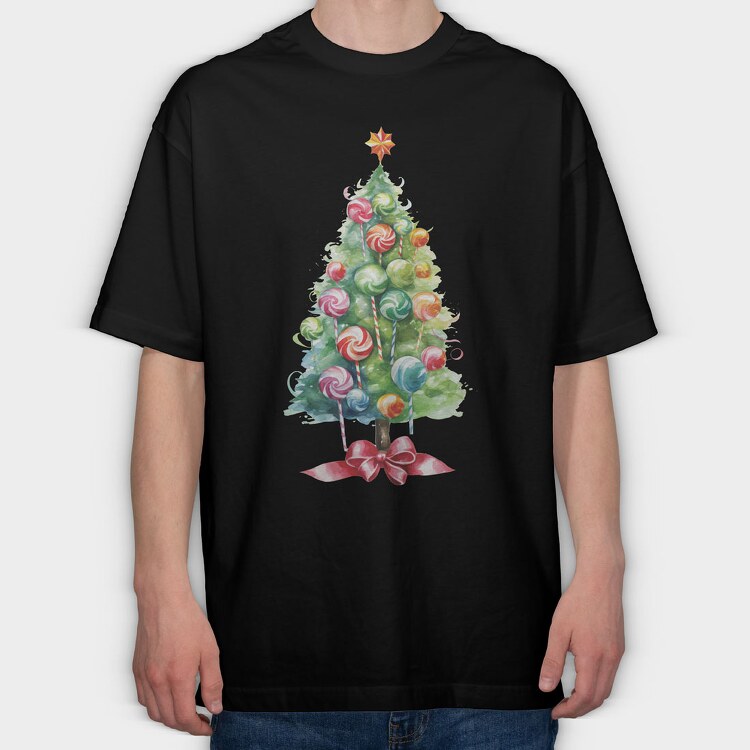 Candy Christmas Tree, Tricou Oversize Barbati (Unisex)