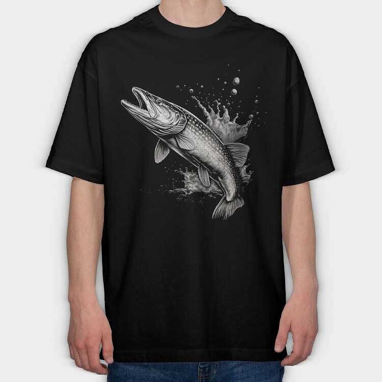Fish Monochrome, Tricou Oversize Barbati (Unisex)