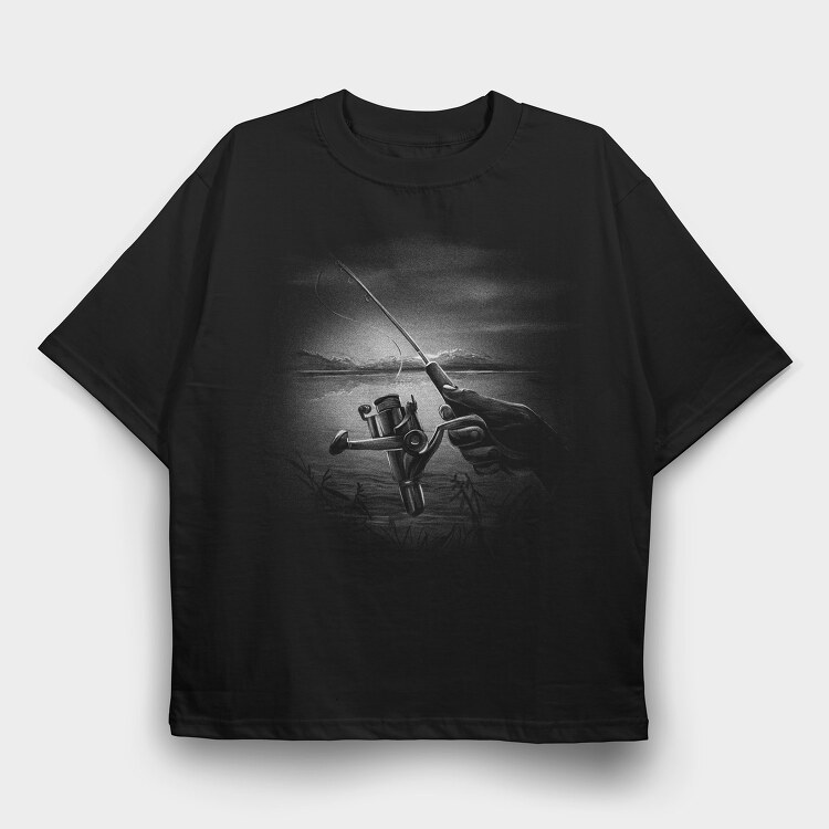 Fisherman Lake Monochrome, Tricou Oversize Barbati (Unisex)