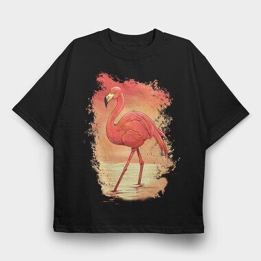 Flamingo Painting, Tricou Oversize Barbati (Unisex)