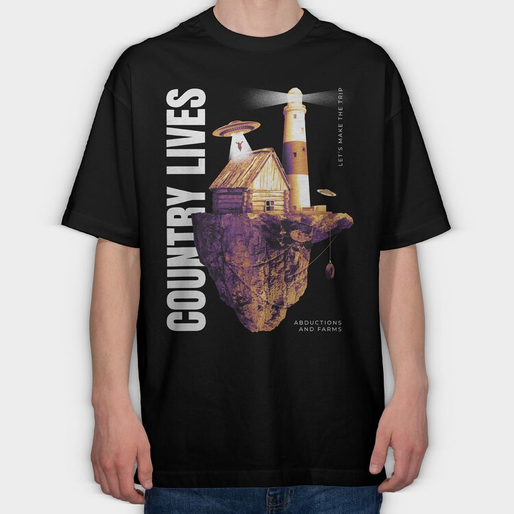 Floating Island Country Life, Tricou Oversize Barbati (Unisex)