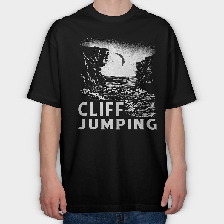 Cliff Jumping, Tricou Oversize Barbati (Unisex)