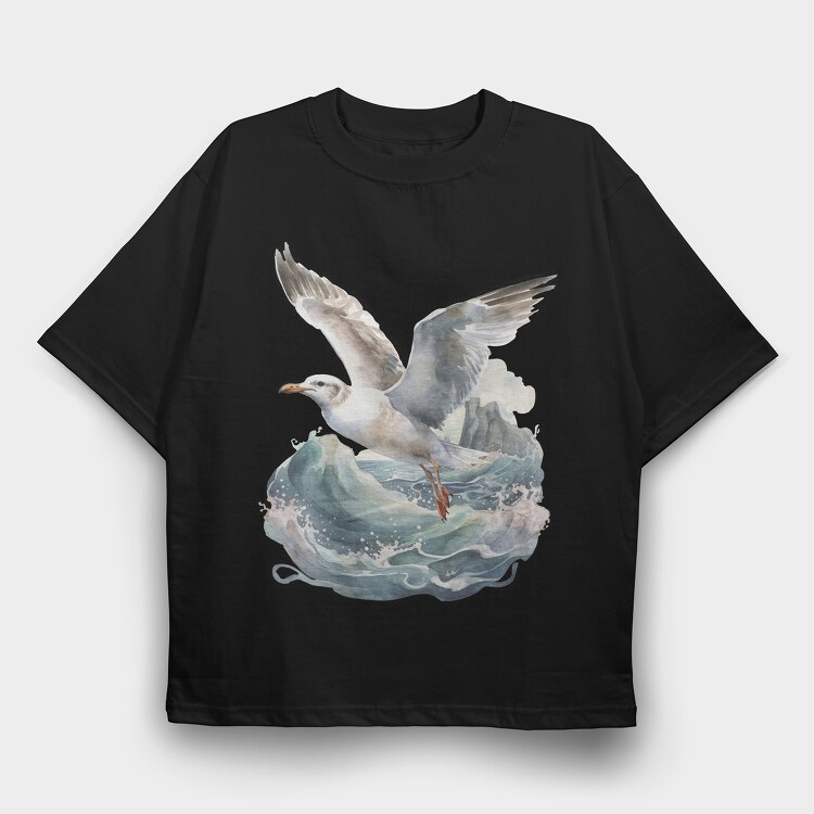 Flying Seagull 1, Tricou Oversize Barbati (Unisex)