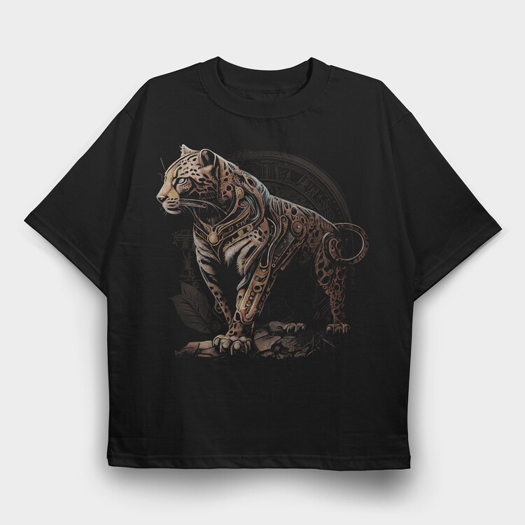 Jaguar Steampunk, Tricou Oversize Barbati (Unisex)