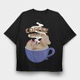 Coffee Cat 2, Tricou Oversize Barbati (Unisex)