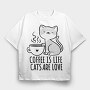 Coffee Cat Love, Tricou Oversize Barbati (Unisex)