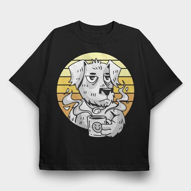 Coffee Dog 2, Tricou Oversize Barbati (Unisex)
