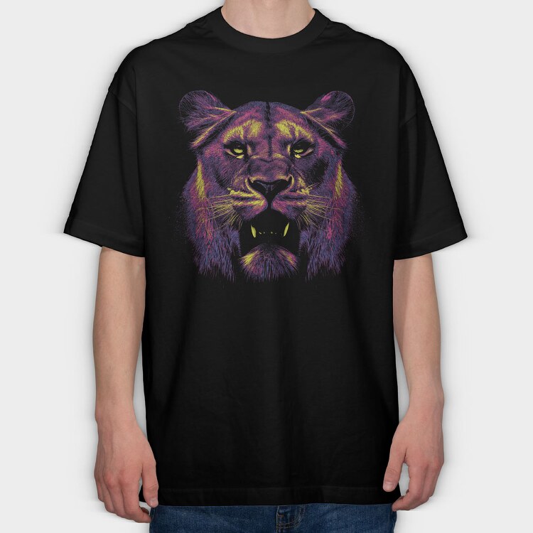 Neon Lion, Tricou Oversize Barbati (Unisex)