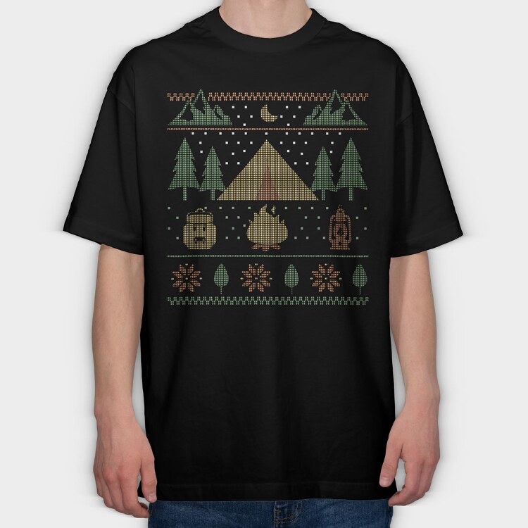 Ugly Sweater Camping, Tricou Oversize Barbati (Unisex)