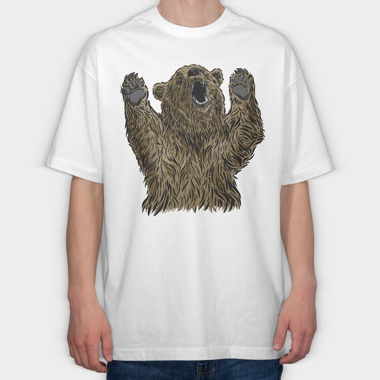 Bear With Hands Up, Tricou Oversize Barbati (Unisex)
