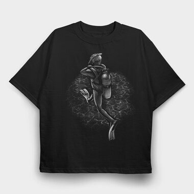 Scuba Diver Monochrome, Tricou Oversize Barbati (Unisex)