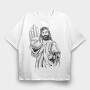 Jesus Stop Sign, Tricou Oversize Barbati (Unisex)