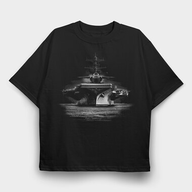 Jet Aircraft Carrier Monochrome, Tricou Oversize Barbati (Unisex)