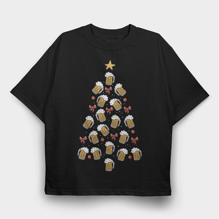 Beer Christmas Tree, Tricou Oversize Barbati (Unisex)
