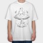 Frog Cottage Sketch, Tricou Oversize Barbati (Unisex)