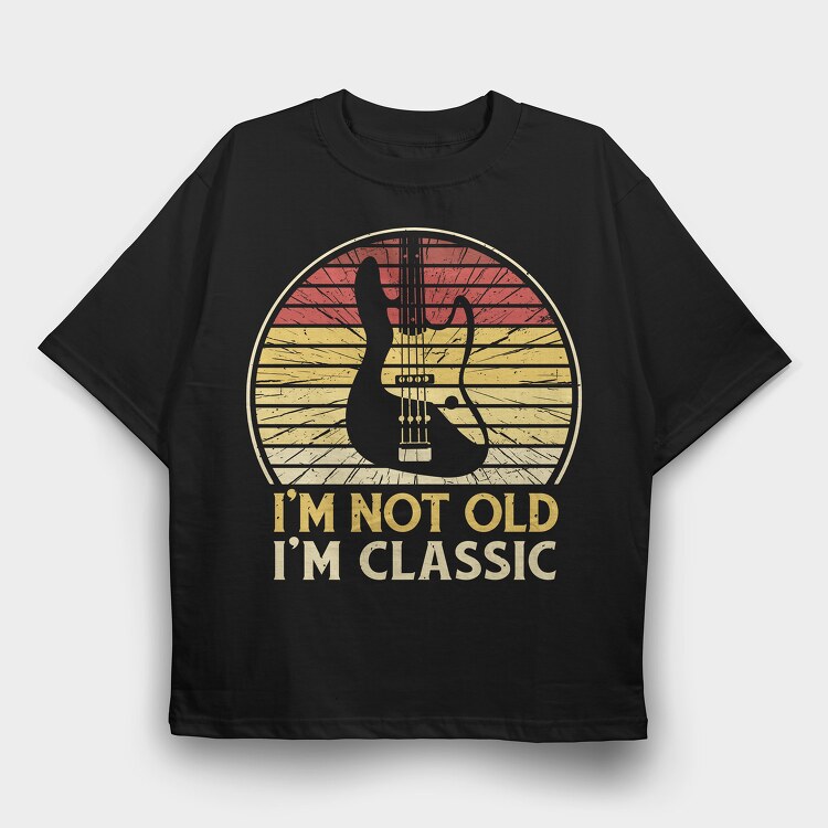 Not Old Classic Retro Guitar, Tricou Oversize Barbati (Unisex)