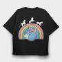 Unicorn Cat Rainbow, Tricou Oversize Barbati (Unisex)