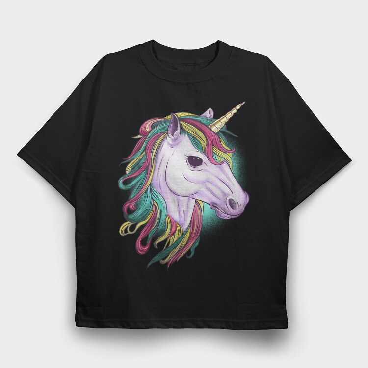 Unicorn Head Color, Tricou Oversize Barbati (Unisex)