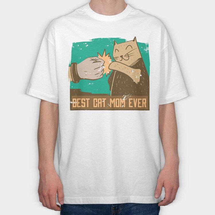 Best Cat Mom, Tricou Oversize Barbati (Unisex)