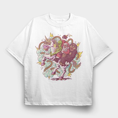 Unicorn Santa Aliens Sasquatch, Tricou Oversize Barbati (Unisex)