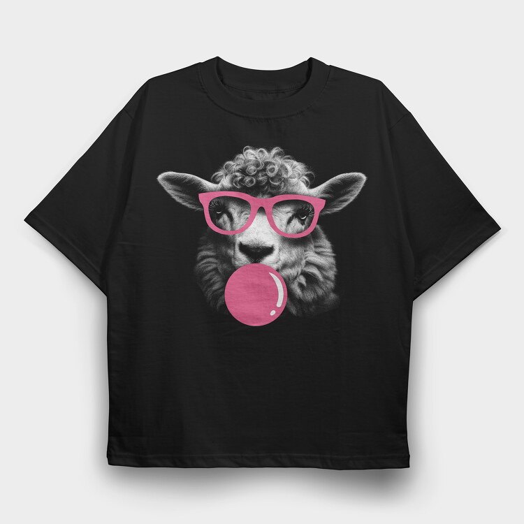 Sheep Monochrome Bubblegum, Tricou Oversize Barbati (Unisex)