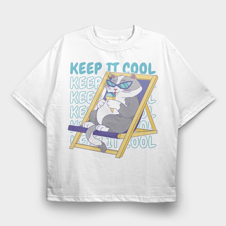 Cool Cat Ice Cream, Tricou Oversize Barbati (Unisex)